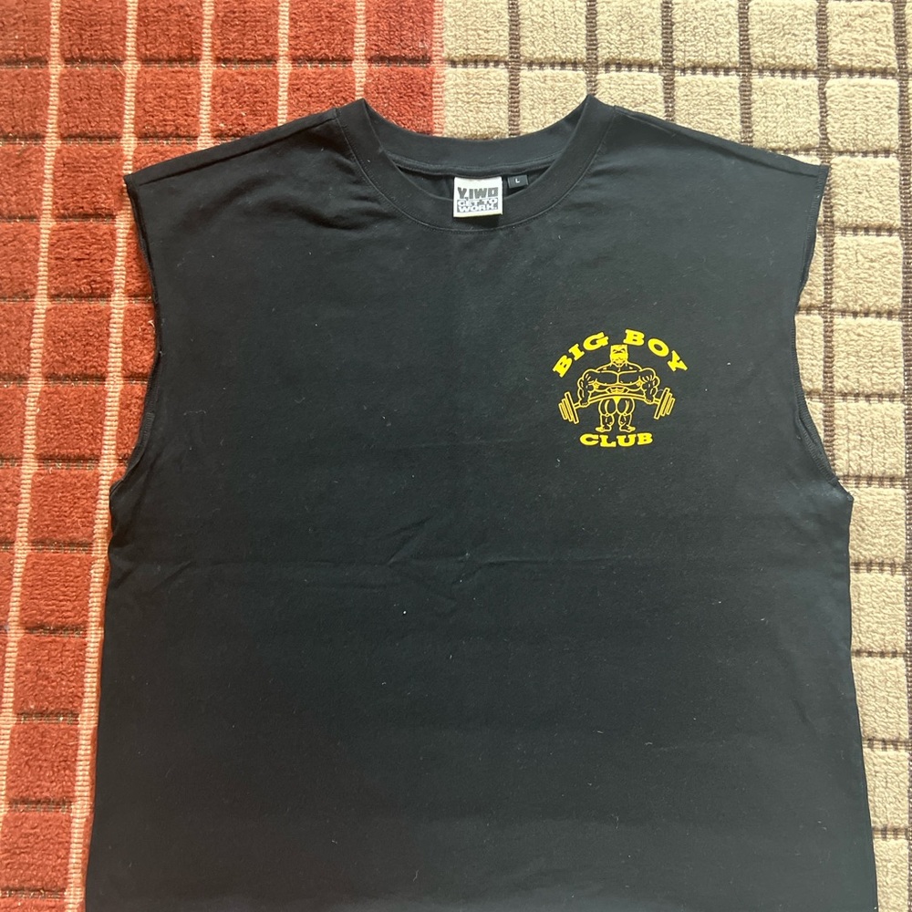 Y,IWO Black Sleeveless “Big Boy Club” Muscle Tee